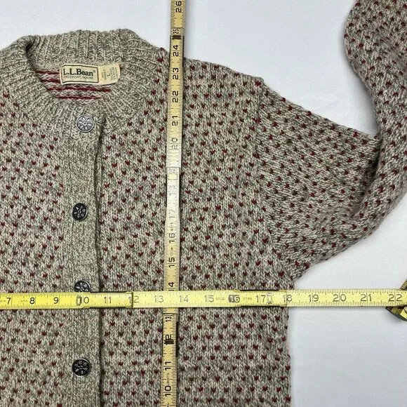 Vintage 1990s Wool Hearts L.L. Bean Cardigan Sweater - Picture 6 of 7